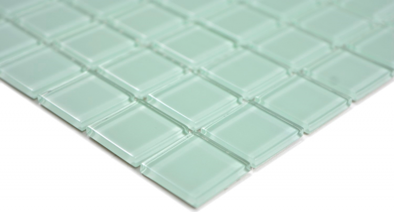 Piastrella di mosaico Mosaico di vetro traslucido Cristallo verde chiaro BAGNO WC Cucina PARETE MOS63-0107_f | 10 tappetini di mosaico