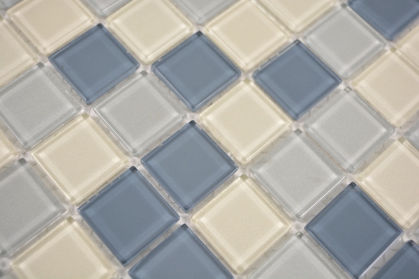 Mosaic tile Translucent glass mosaic Crystal white metallic silver metallic gray MOS63-0122_f | 10 mosaic mats
