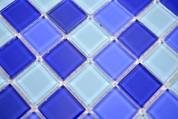 Piastrella di mosaico Mosaico di vetro traslucido Cristallo blu BAGNO WC Cucina MURO MOS63-0405_f | 10 tappetini di mosaico