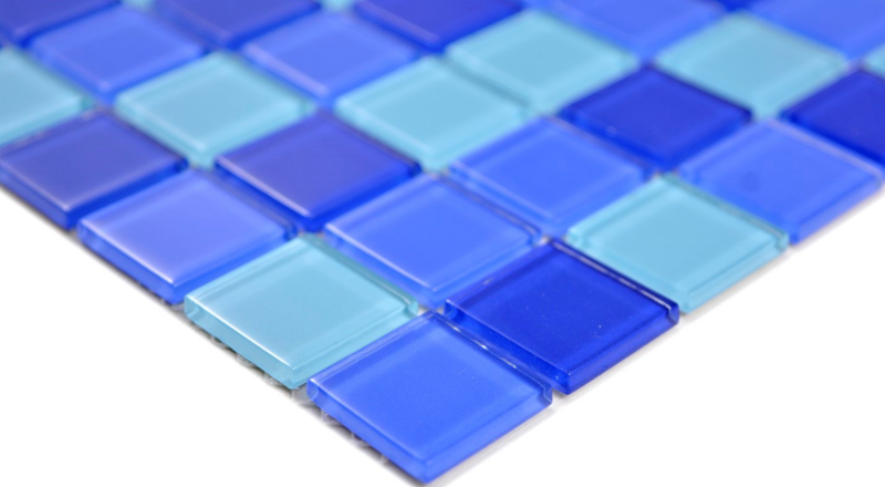 Piastrella di mosaico dipinta a mano Mosaico di vetro traslucido Cristallo blu BAGNO WC Cucina PARETE MOS63-0405_m