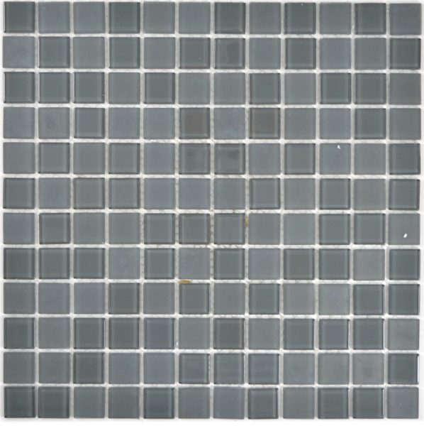 Échantillon manuel Carreau de mosaïque de verre translucide Crystal gris anthracite gris mat MOS63-2602_m