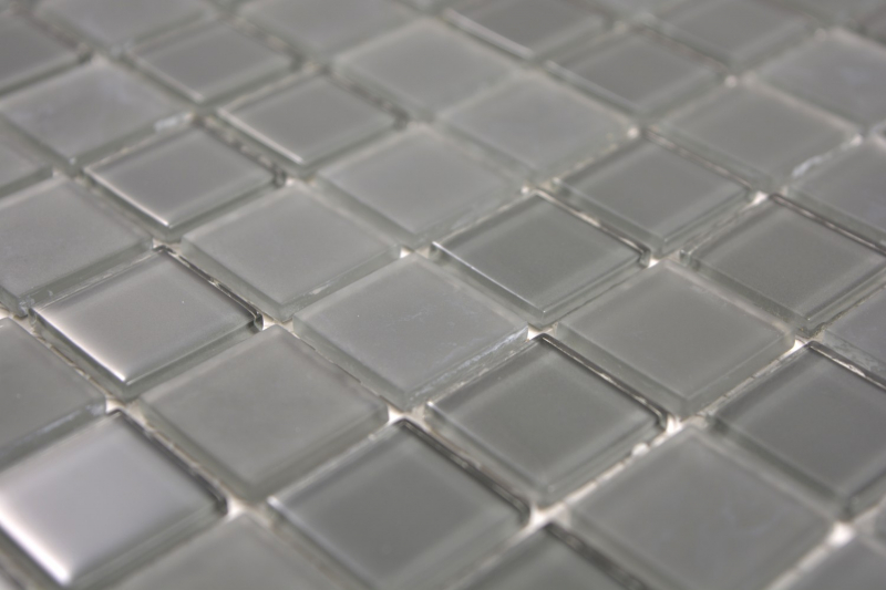 Piastrella di mosaico Mosaico di vetro traslucido Cristallo grigio antracite opaco MOS63-2602_f | 10 tappetini di mosaico
