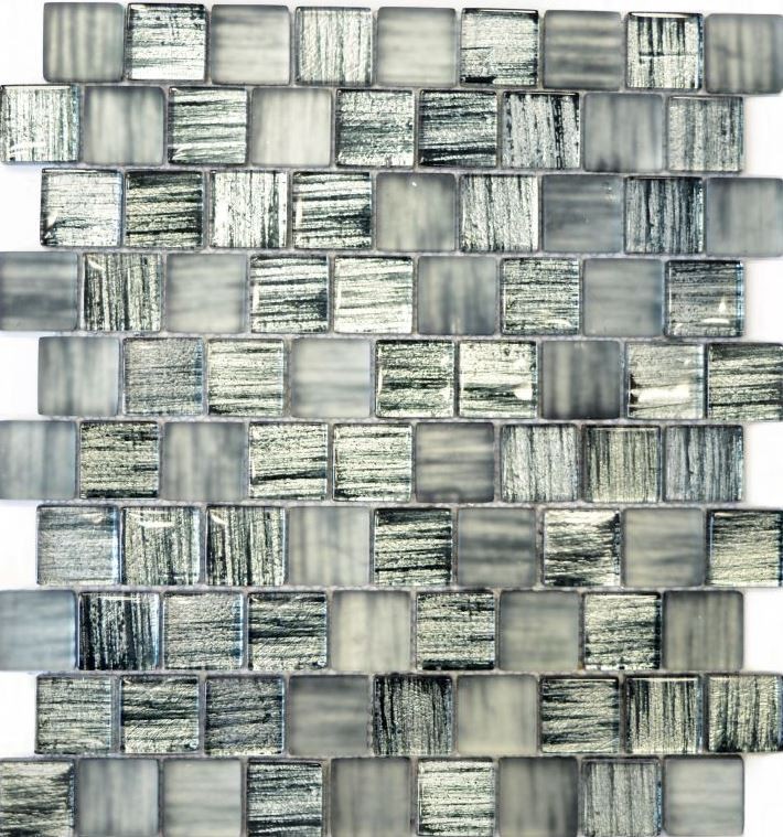 Handmuster Mosaikfliese Transluzent Glasmosaik Crystal Struktur schwarz klar gefrostet MOS78-CF81_m