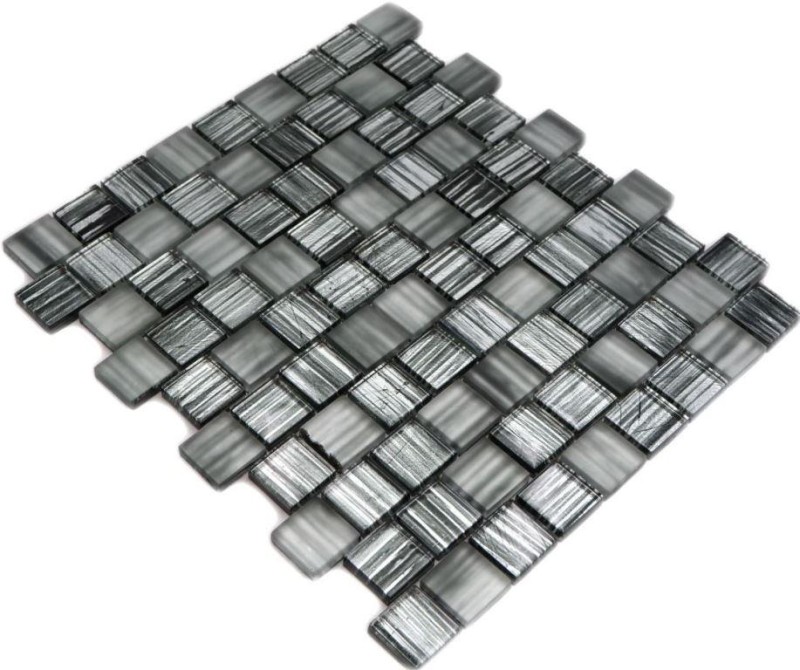 Hand-painted mosaic tile Translucent glass mosaic Crystal structure black clear frosted MOS78-CF81_m