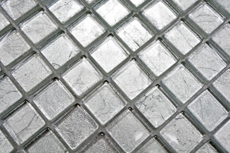 Glasmosaik silber Mosaikfliese Struktur Fliesenspiegel Küchenwand MOS123-8SB16