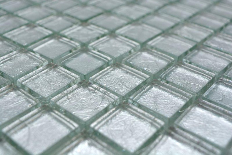 Glasmosaik silber Mosaikfliese Struktur Fliesenspiegel Küchenwand MOS123-8SB16
