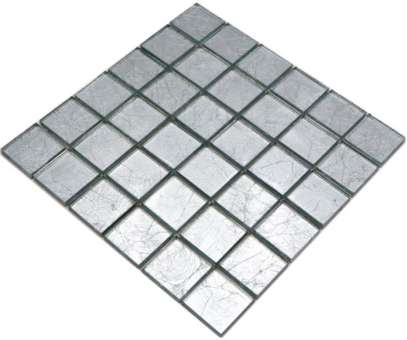 Hand-painted mosaic tile Translucent glass mosaic Crystal silver structure MOS123-8SB26_m
