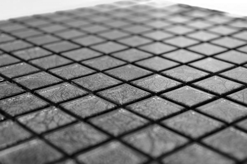 Glasmosaik Mosaikfliese Fliesenspiegel silber anthrazit schwarz Struktur Metall Optik MOS63-CM-4BL12