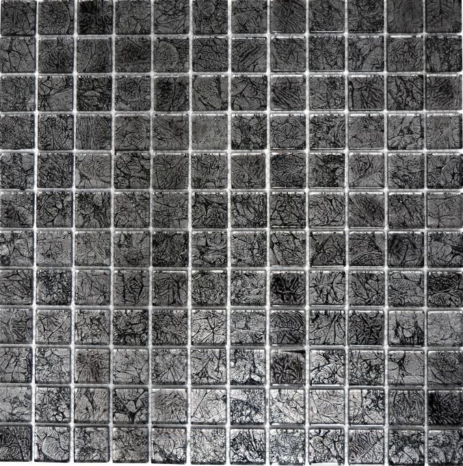 Glass mosaic mosaic tile Tile backsplash silver anthracite black structure metal look MOS63-CM-4BL12