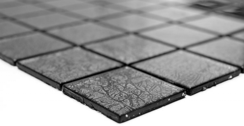 Glass mosaic mosaic tile Tile backsplash silver anthracite black structure metal look MOS126-CM4BL22