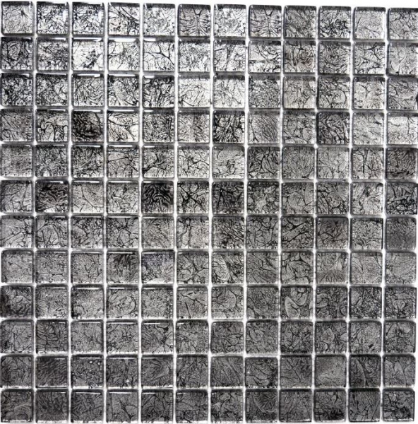 Mosaico dipinto a mano Mosaico in vetro traslucido Struttura in cristallo nero MOS126-8BL17_m