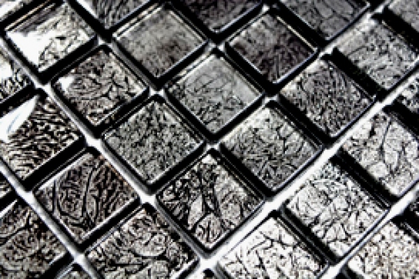 Handmuster Mosaikfliese Transluzent Glasmosaik Crystal schwarz Struktur MOS126-8BL17_m