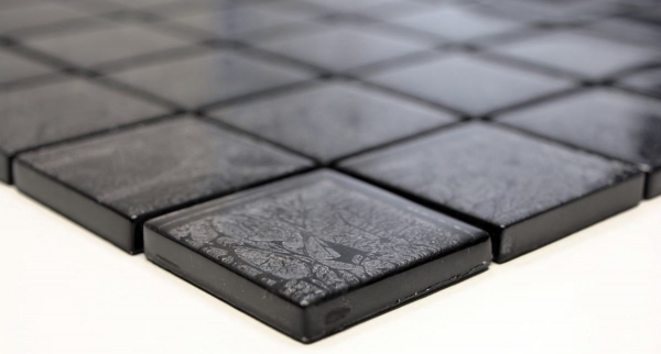Hand-painted mosaic tile Translucent glass mosaic Crystal black structure MOS126-8BL27_m