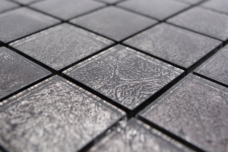 Glass mosaic mosaic tile silver anthracite black structure metal look MOS126-8BL27