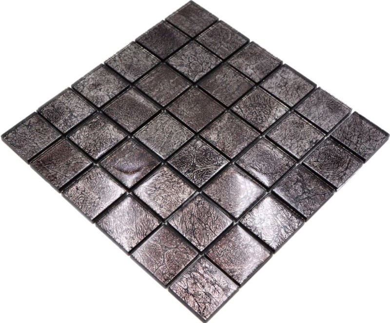 Piastrella di mosaico di vetro argento antracite nero struttura aspetto metallo MOS126-8BL27