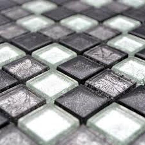 Hand-painted mosaic tile Translucent black Glass mosaic Crystal silver black structure MOS126-1703_m