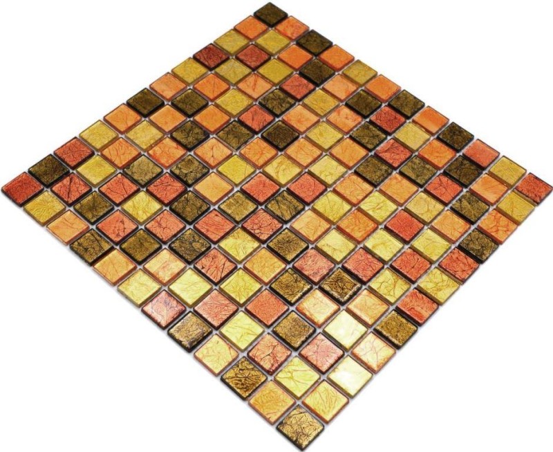 Glasmosaik gold orange Mosaikfliese Struktur Fliesenspiegel Küche Duschwand MOS120-7414