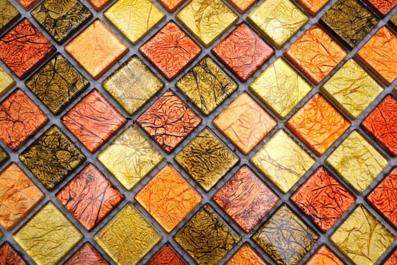 Mosaico di vetro oro arancione tessere texture piastrelle backsplash cucina doccia parete MOS120-7414