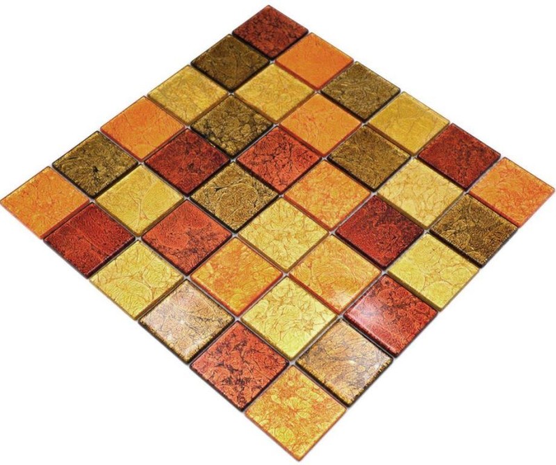 Glasmosaik gold orange Mosaikfliese Struktur Fliesenspiegel Küche Duschwand MOS120-7424