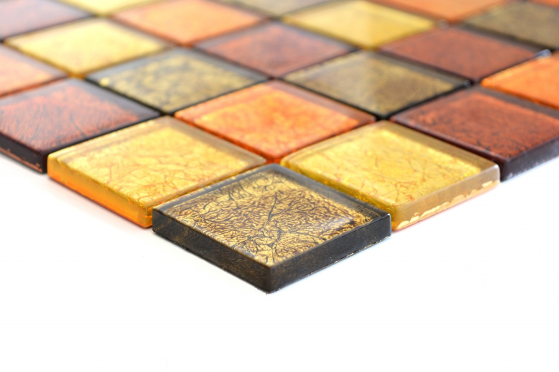 Hand-painted mosaic tile Translucent glass mosaic Crystal gold orange structure MOS120-07824_m