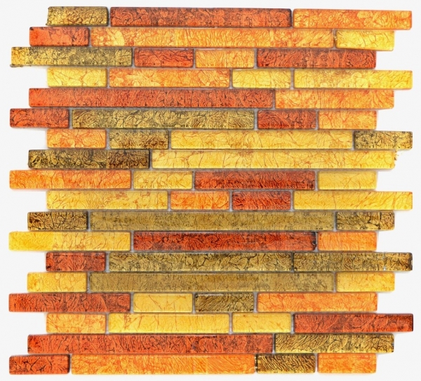 Hand-painted mosaic tile Translucent composite glass mosaic Crystal gold orange structure MOS86-07814_m