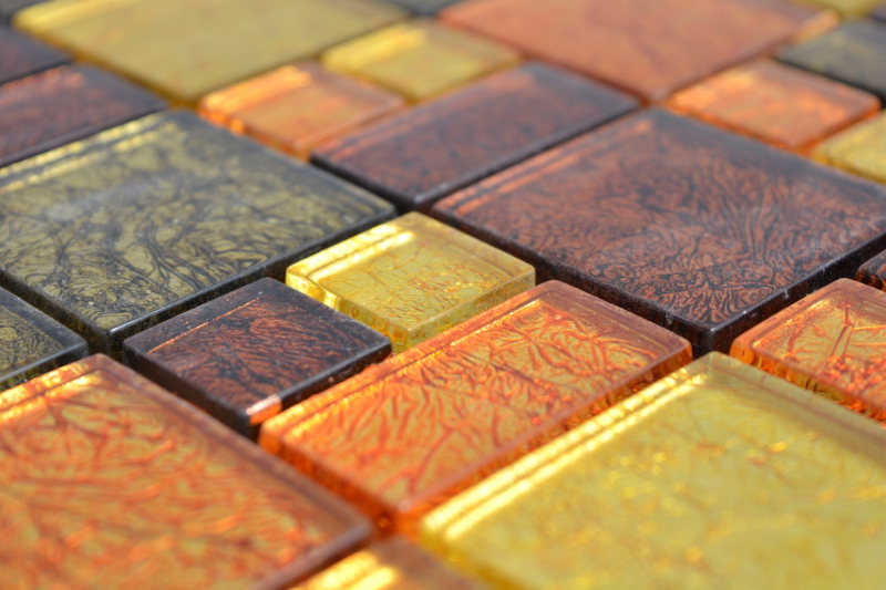 Mosaico di vetro oro combinazione di piastrelle arancione struttura piastrelle backsplash cucina doccia parete MOS88-07814