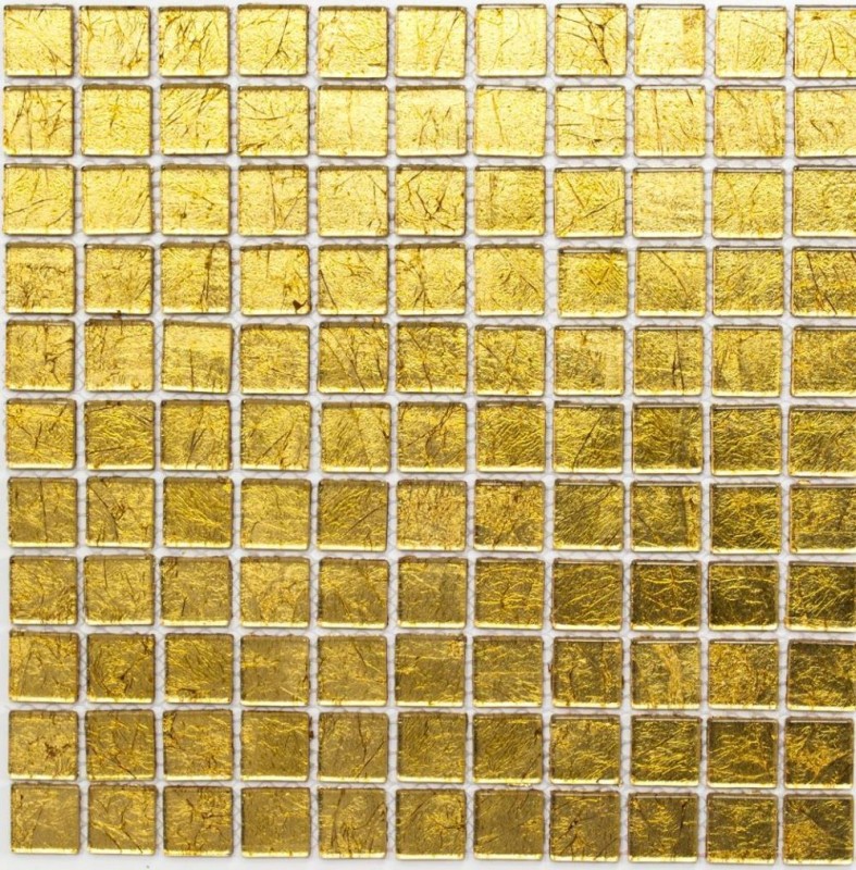 Handmuster Mosaikfliese Transluzent Glasmosaik Crystal gold Struktur MOS120-0742_m