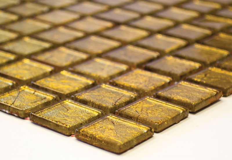 Glasmosaik gold Mosaikfliese Struktur Fliesenspiegel Küche Duschwand MOS120-0742