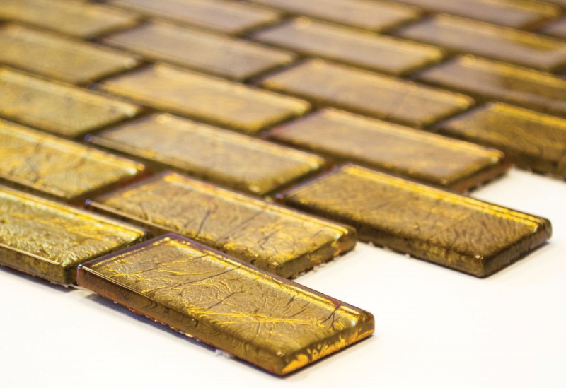 Glasmosaik gold Mosaikfliese Struktur Fliesenspiegel Küche Duschwand MOS120-0744