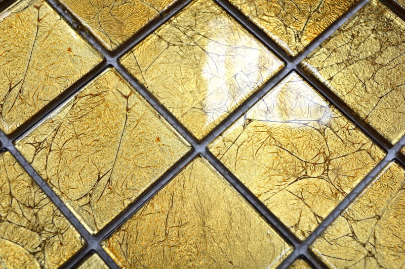 Hand-painted mosaic tile Translucent glass mosaic Crystal gold structure MOS120-0746_m