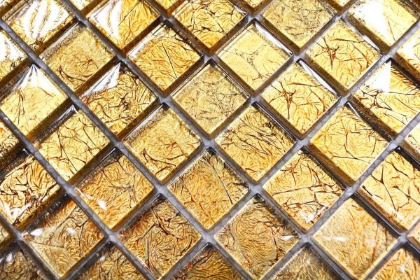 Handmuster Mosaikfliese Transluzent Glasmosaik Crystal gold Struktur MOS120-0782_m