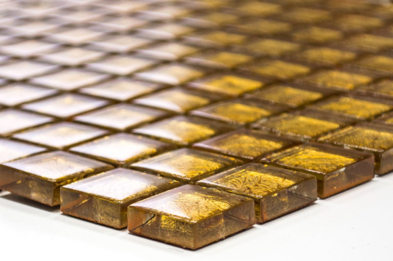 Hand-painted mosaic tile Translucent glass mosaic Crystal gold structure MOS120-0782_m