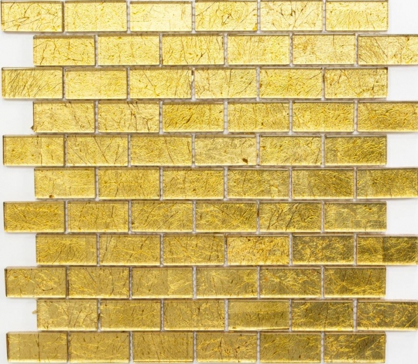 Hand-painted mosaic tile Translucent Brick Glass mosaic Crystal gold structure MOS120-0784_m