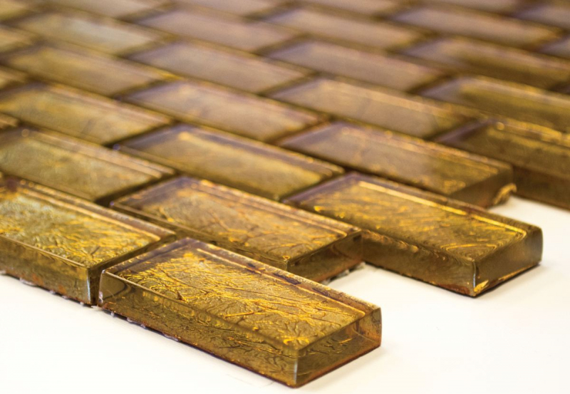 Glasmosaik gold Mosaikfliese Struktur Fliesenspiegel Küche Duschwand MOS120-0784