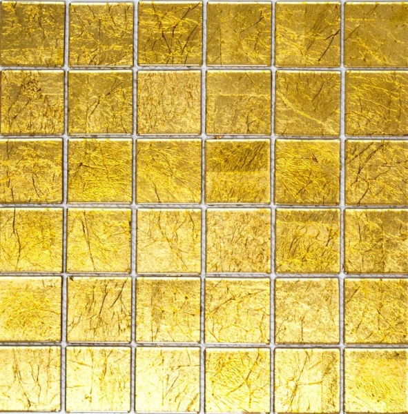 Handmuster Mosaikfliese Transluzent Glasmosaik Crystal gold Struktur MOS120-0786_m