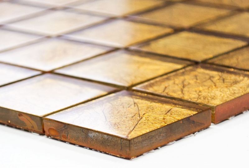Mosaico di vetro oro Piastrella strutturata Backsplash di piastrelle Parete doccia cucina MOS120-0786