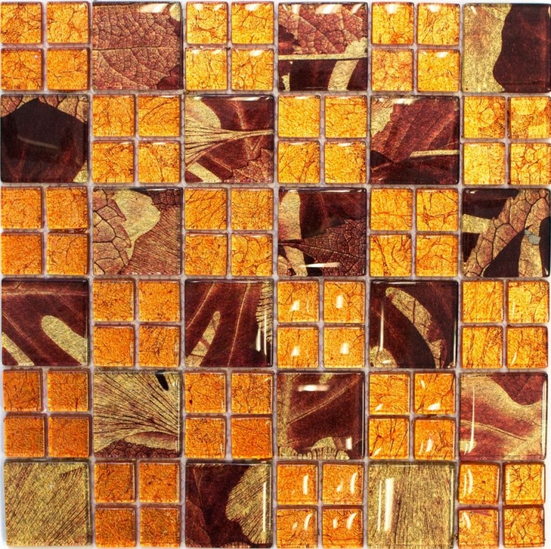 Glass mosaic orange mosaic tile Sunrise tile backsplash kitchen shower wall MOS88-8SRO