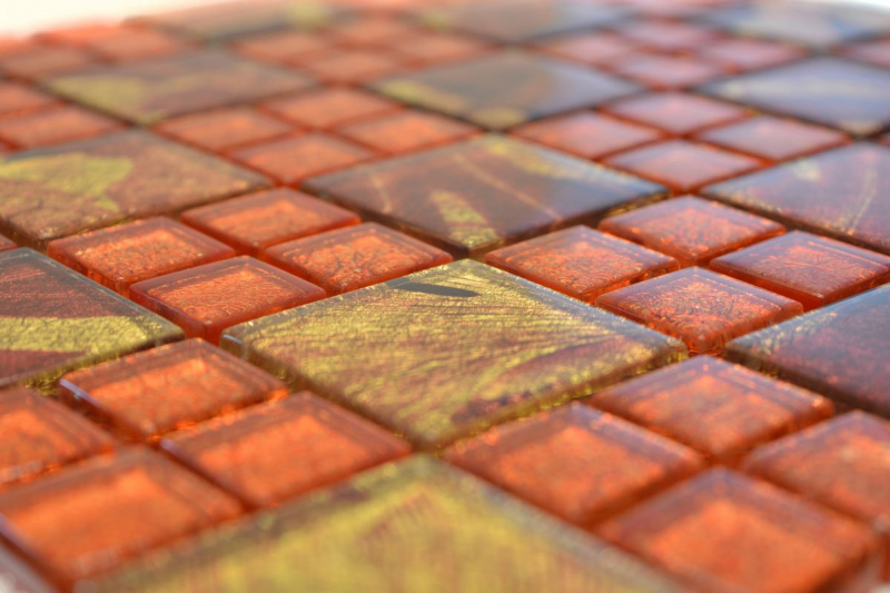 Pannello posteriore a mosaico Mosaico traslucido in vetro combinato Crystal Sunrise arancione MOS88-8SRO_f
