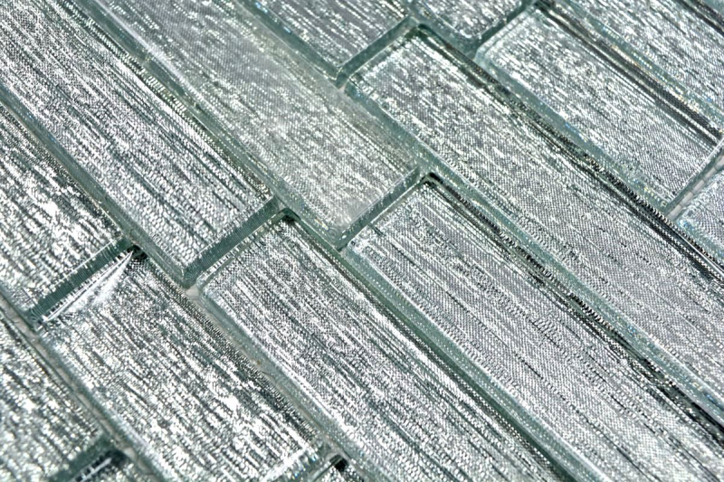 Mosaico di vetro argento Mosaico di piastrelle Backsplash di piastrelle Mosaico di vetro composito aste Chic argento MOS86-8CSV