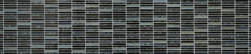 Piastrella di mosaico Aste nere traslucide Mosaico di vetro Crystal Night nero MOS87-STNB_f | 10 tappetini di mosaico