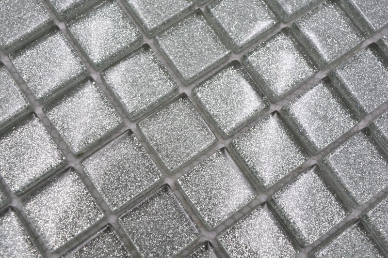 Glasmosaik silber Mosaikfliese gehämmert Fliesenspiegel Küchenwand MOS70-0207