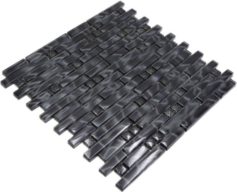Mosaïque de verre en bâtonnets Carreaux de mosaïque gris scintillant anthracite noir MOS87-MV708