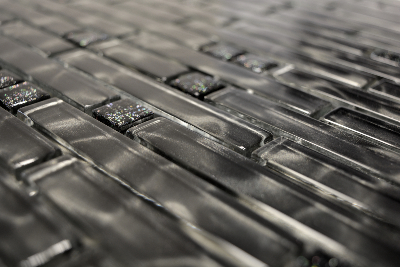 Carreau de mosaïque composite translucide Mosaïque de verre Crystal Chic noir MOS87-MV708_f | 10 Tapis de mosaïque