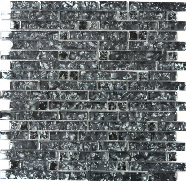 Glass mosaic rods mosaic tiles gray anthracite black MOS87-MV718