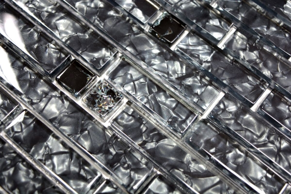 Mosaïque de verre Baguettes Carreaux de mosaïque gris anthracite noir MOS87-MV718