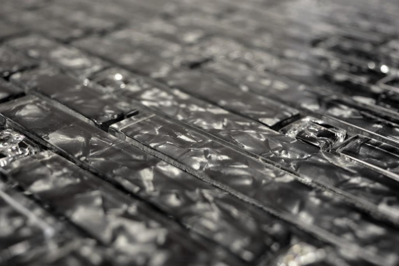 Échantillon manuel Carreau de mosaïque Translucide noir composite Mosaïque de verre Crystal noir pierre MOS87-MV718_m