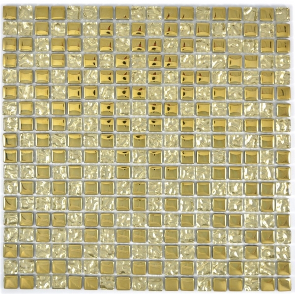 Handmuster Mosaikfliese Transluzent Glasmosaik Crystal EP Gold Glas BAD WC Küche WAND MOS92-0707_m