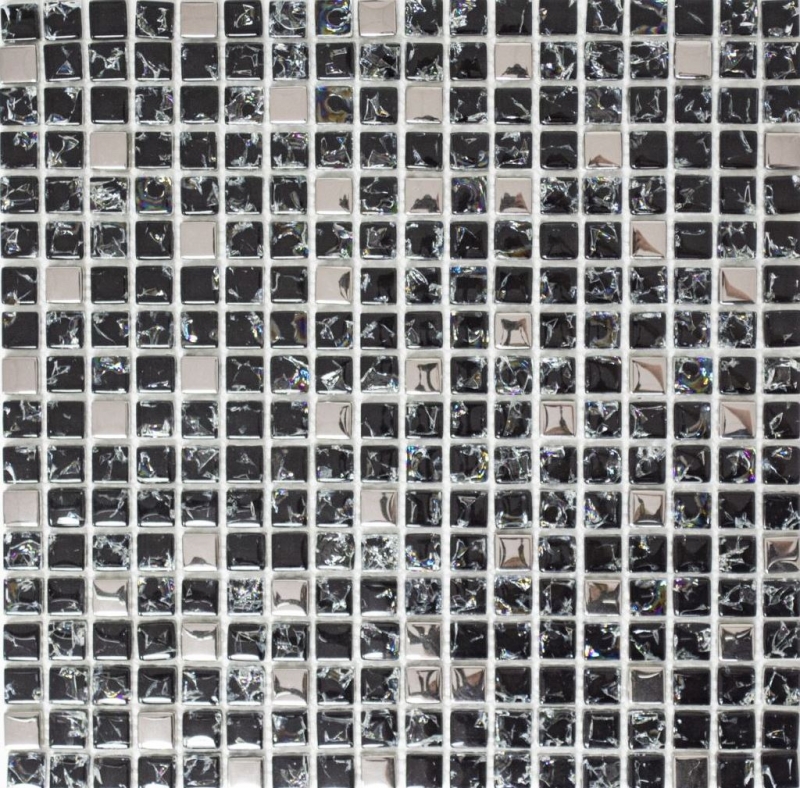Hand-painted mosaic tile Translucent black silver Glass mosaic Crystal EP black silver MOS92-1099_m