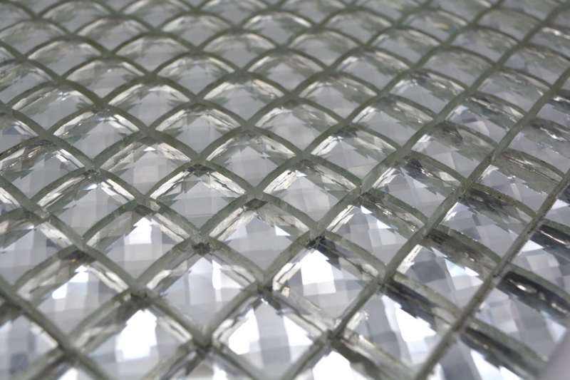 Mosaico di vetro diamante look mosaico piastrelle argento backsplash cucina MOS130-0204