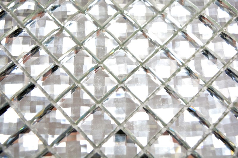 Glass mosaic diamond look mosaic tile silver tile backsplash kitchen MOS130-0208